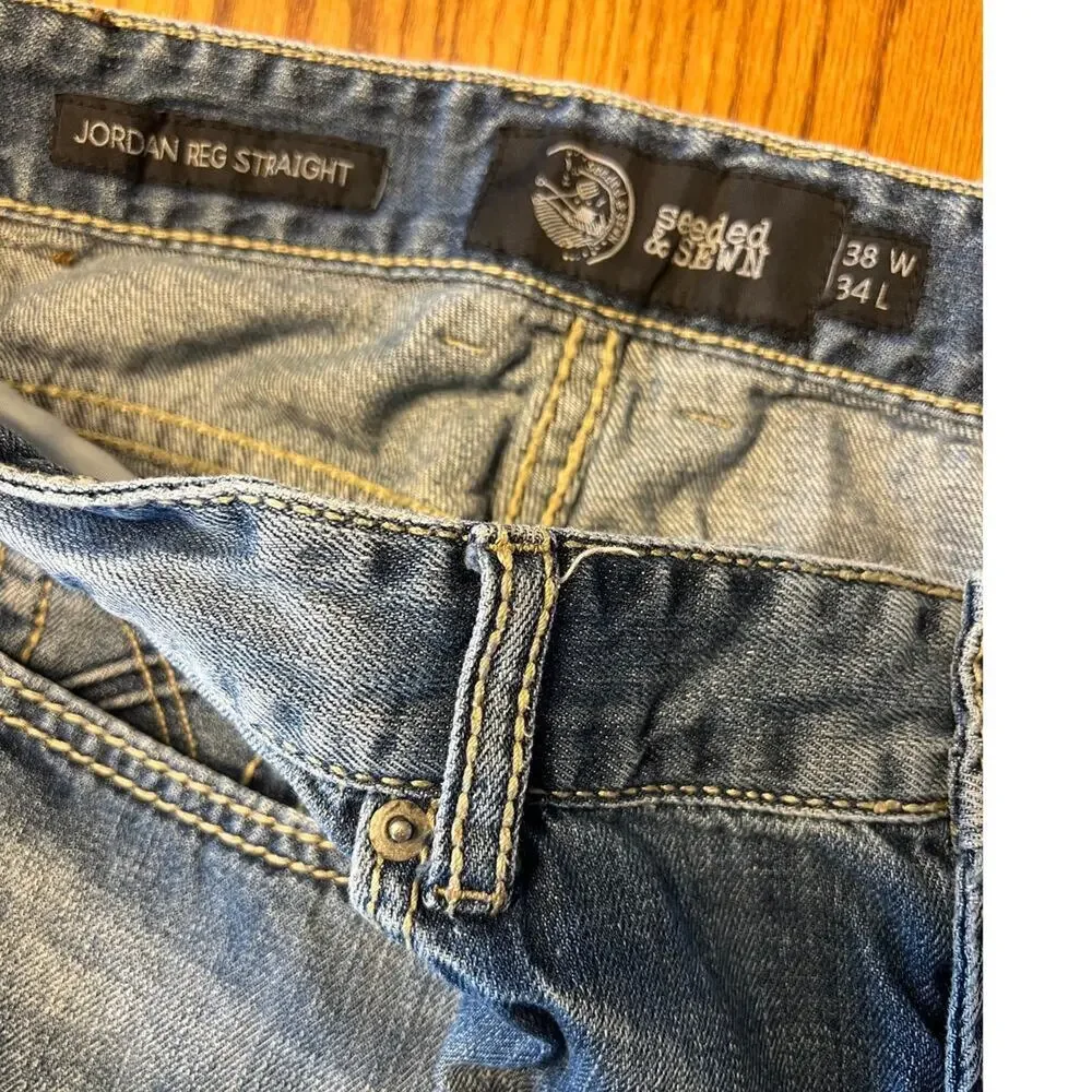Seeded & Sewn Jordan Reg Straight Cotton Jeans  Men's size 38Wx  34L